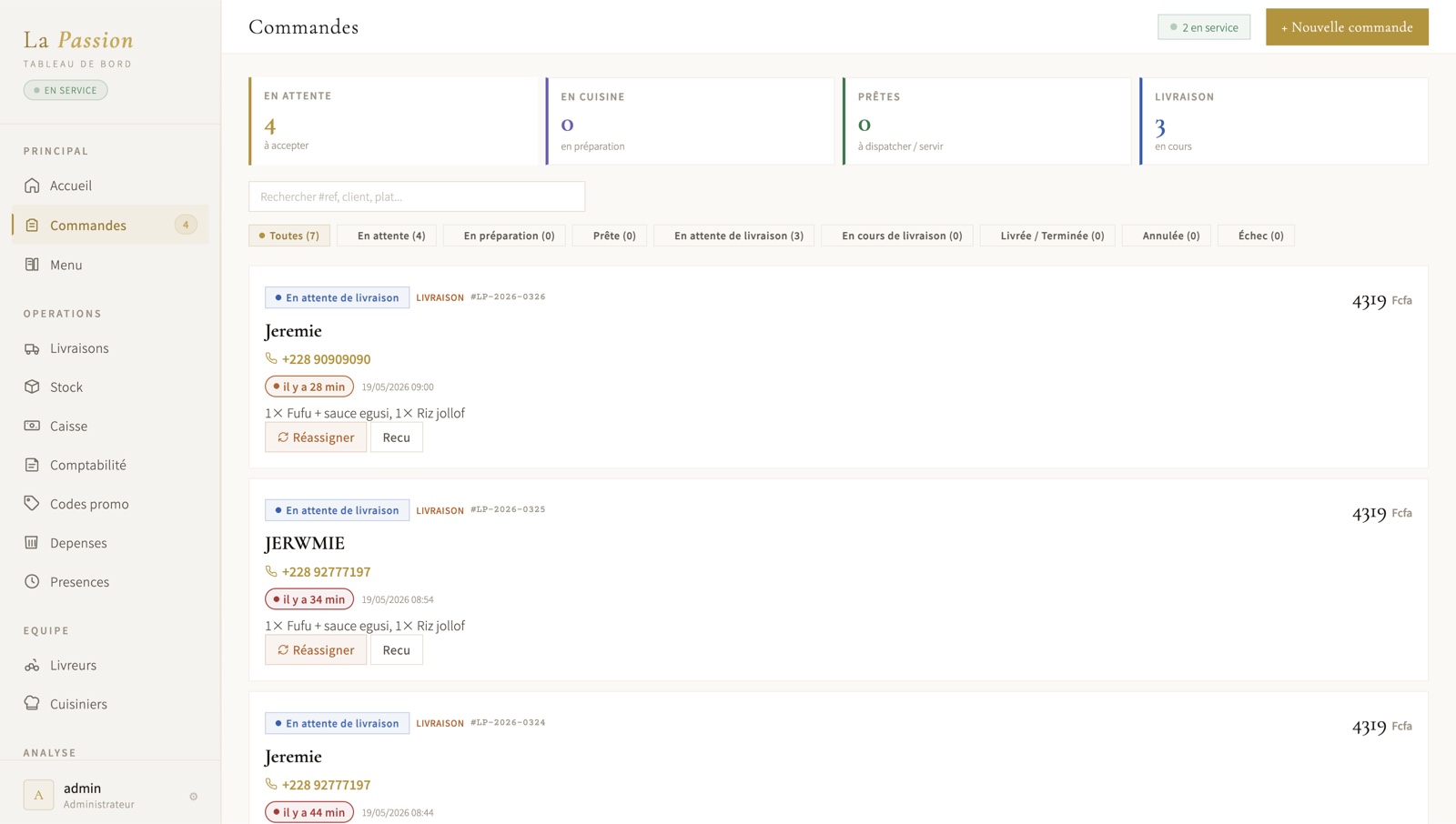 Commandes